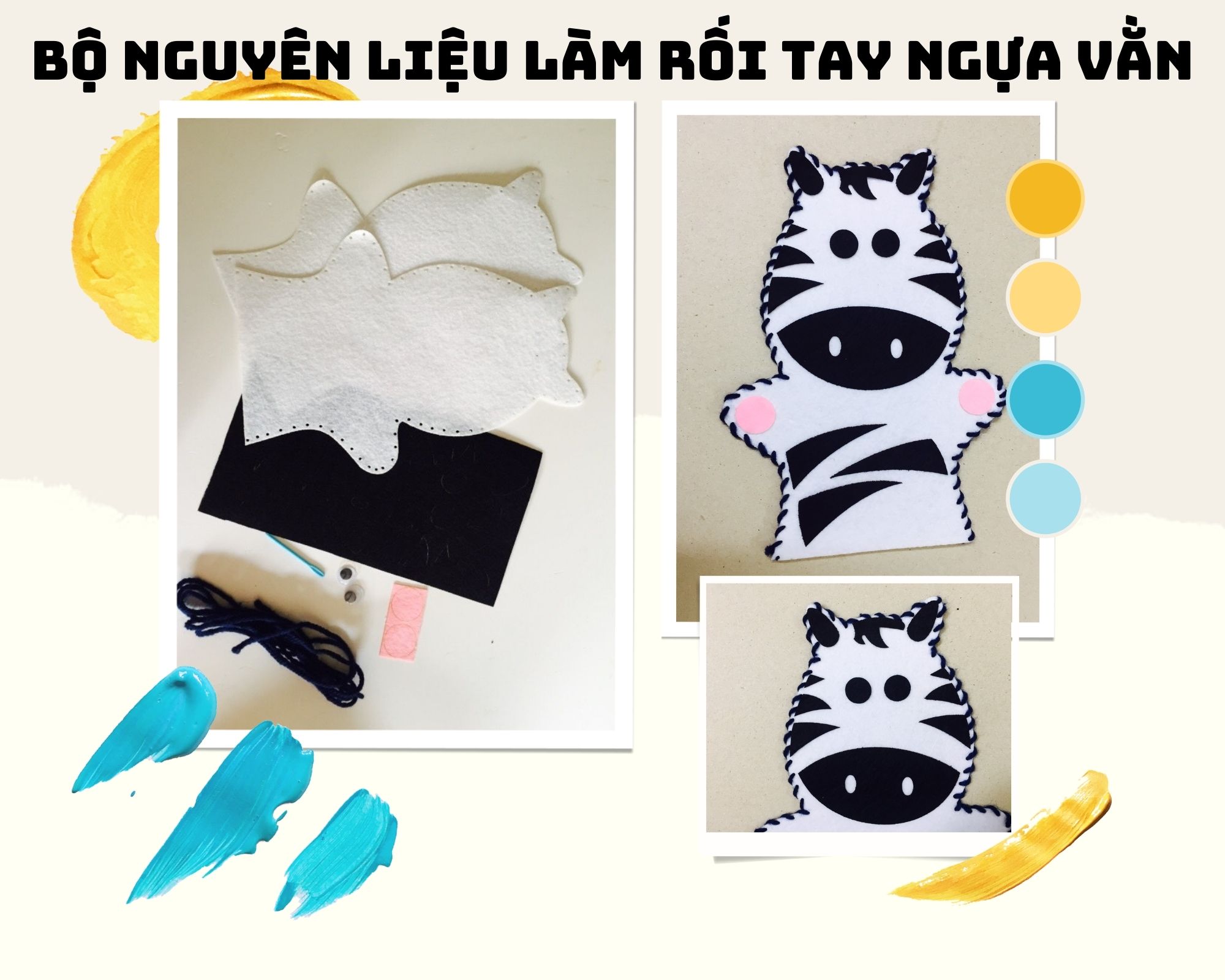 Bộ nguyên liệu làm rối tay Ngựa Vằn
