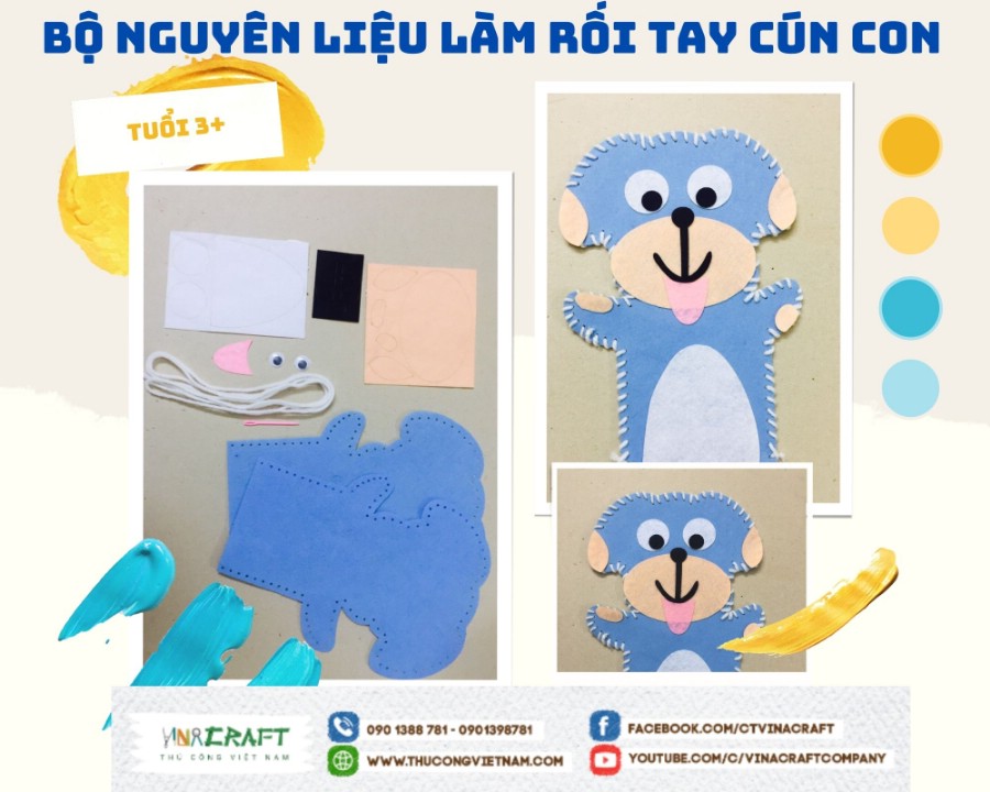 Bộ nguyên liệu làm rối tay cún con