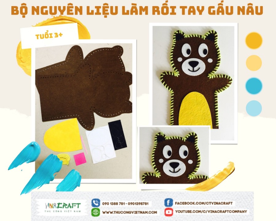 Bộ nguyên liệu làm rối tay gấu con