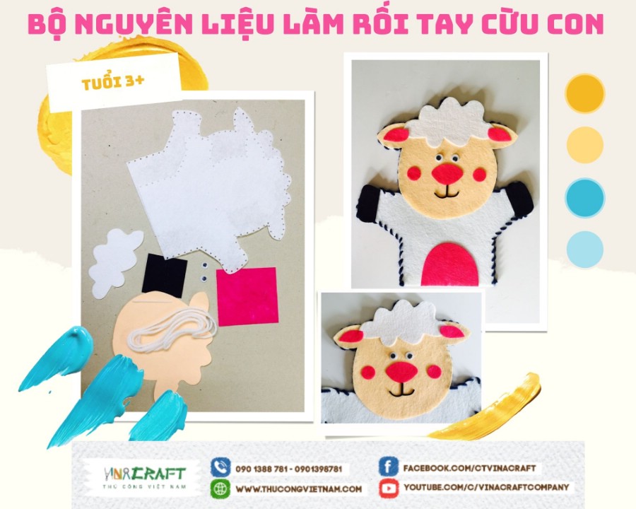Bộ nguyên liệu làm rối tay cừu con